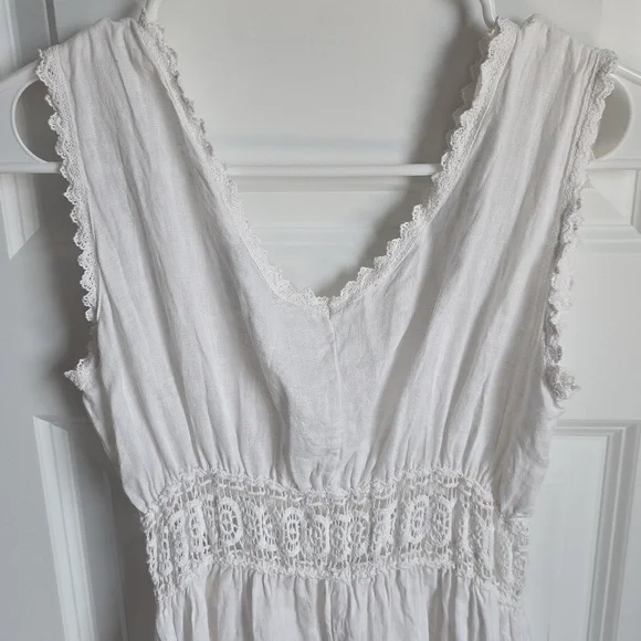 Terzo Millennio 100% Linen White Maxi Dress Women's Size Medium EUC - Picture 5 of 8